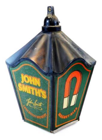 A John Smith's Tadcaster Brewer advertising lantern, in metal frame with glass panels, 53cm high.