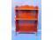 A mahogany dwarf waterfall style bookcase with three shelves and wavy supports and back