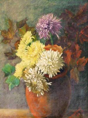 M Englieheaur (fl.1897). Still life vase of summer flowers, oil on canvas, signed and dated (18)97, 41.5cm x 32cm.