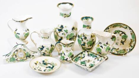 Various Mason's ironstone Chartreuse pattern china, to include dishes, ewer, square dish 9cm wide, various other items, printed marks beneath. (a quantity)