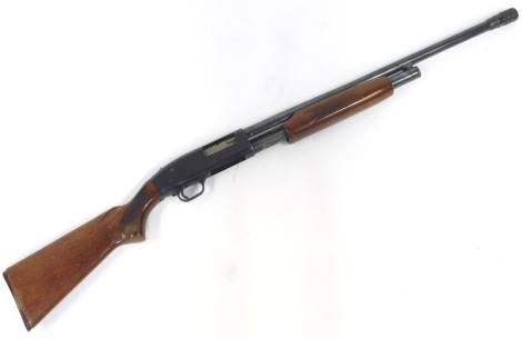 A Mossberg 12 bore single barrel pump action shotgun, Ser. No. H520216 NB. A valid FIREARM certificate is required to purchase or collect this lot. This is not permitted as and addition to a Shotgun Certificate.