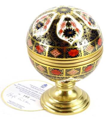 A Royal Crown Derby Imari porcelain Millennium globe barometer