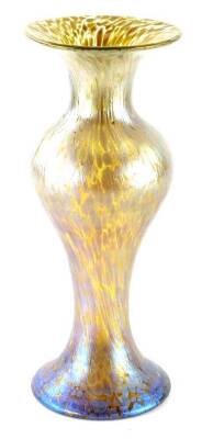 A Loetz Candida Papillon glass vase, of baluster shape with waisted support and domed foot, 27cm high.