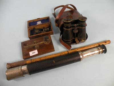 Ross of London, a single drawer telescope, a leather cased set