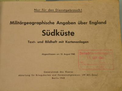 A rare copy of the briefing book prepared for the Nazi invasion of the