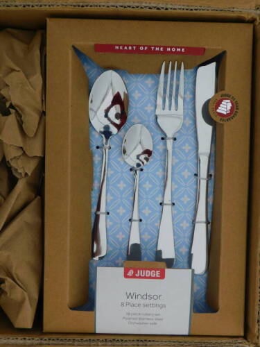 A Judge Windsor fifty eight piece 18.0 stainless steel cutlery set, RRP £69.99.