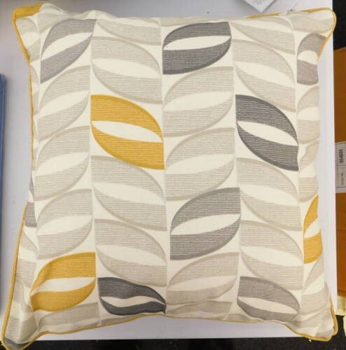 A Zipcode Design Matthias cotton cushion in beige, grey and yellow pattern, RRP £10.99.