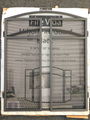 A Fire Vida black three panel steel fireplace screen, RRP £22.99.