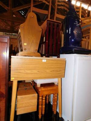 Household effects including drop leaf table, kitchen table, magazine rack, sewing box, stool, etc. (7)