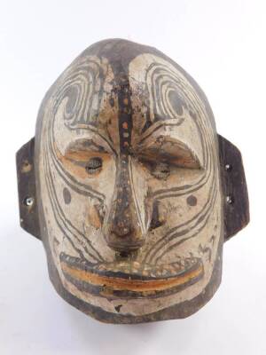 A Papua New Guinea Sepik tribal carved wooden bust, with shell inset eyes and painted facial decoration, double pierced ear lobes, 17cm high. - 3