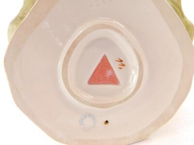 A Royal Dux blush porcelain bowl, modelled as a shell surmounted a maiden and two doves, number 2105, printed and impressed marks, pink triangle mark, 24cm wide. - 3