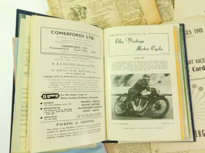 An Isle Of Man TT Special Newspaper, final edition, Friday June 17th 1949., The Ramsey Courier 17th June 1949., TT Official programmes and scorecards 1947, 1949 and 1953., further newspapers., together with the Vintage Motorcycle Club Official Journal 197 - 5