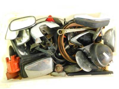 Assorted car wing mirrors, together with fan belts, of earlier wider form. (a quantity) - 2