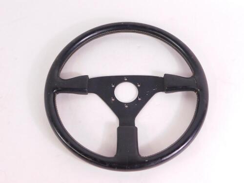 A Momo Racing steering wheel, leather bound, No 10-90, 36.5cm diameter.