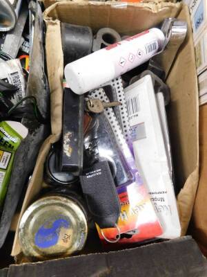 Assorted car and engine parts, tools, battery charger, snow grips, etc. (a quantity) - 7