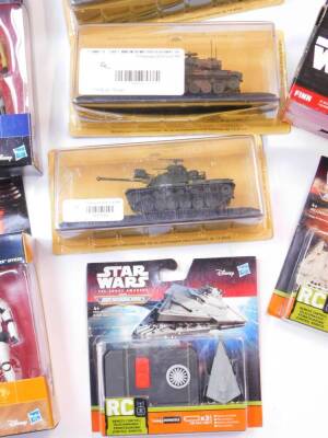 Hasbro Star Wars figures, comprising Finn., Rey's Speeder (Jakku)., Y-Wing Scout Bomber., Assault Walker., Resistance X-Wing Fighter, with wireless remote control., Micro Machines Millennium Falcon and Star Destroyer, all boxed., together with Haddon & Ja - 4