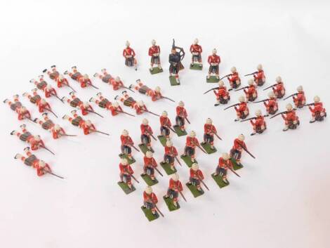 A Britains lead Royal Scots Guards Soldiers, modelled standing, kneeling and lying down. (a quantity)