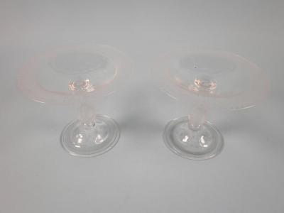 A pair of 19thC cut glass tazzae