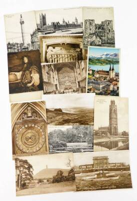 A small group of black and white postcards and stamps, comprising Dartmoor, Catacombe, Oxford, various architectural scenes, town scenes, etc., small black and white photographs and a collection of used stamps. (a quantity) - 3