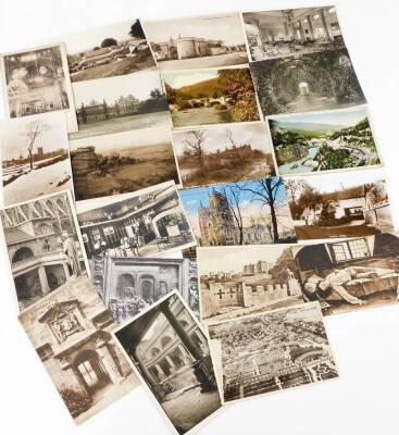A small group of black and white postcards and stamps, comprising Dartmoor, Catacombe, Oxford, various architectural scenes, town scenes, etc., small black and white photographs and a collection of used stamps. (a quantity) - 4
