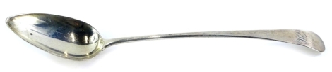 A George III silver Old English pattern gravy or basting spoon, engraved with a monogram, London 1809, by Peter and William Bateman, 3½oz.