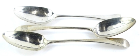 A pair of William IV silver Old English pattern tablespoons, London 1833, and another similar, 5¼oz overall.