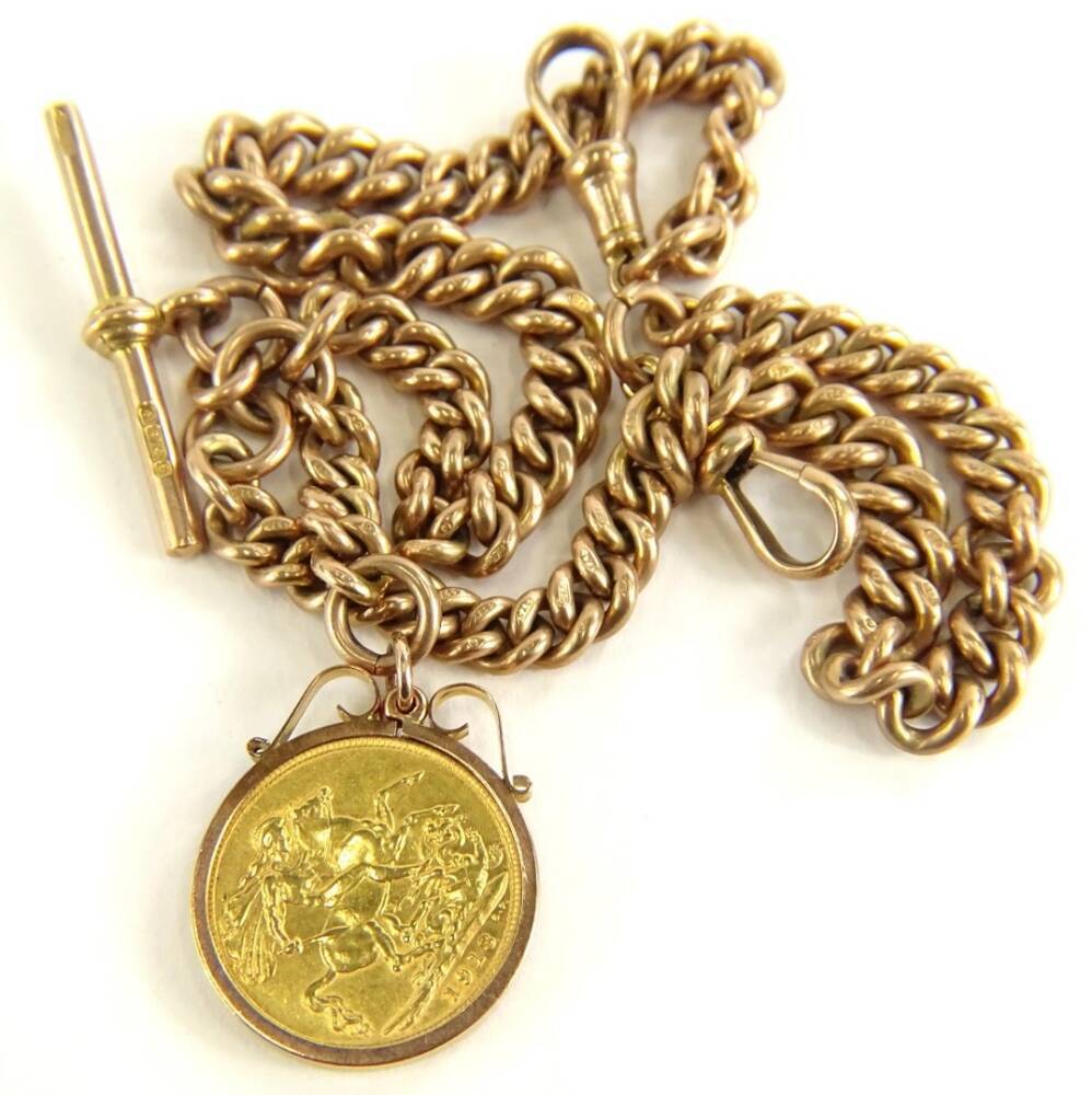 Womens - 9ct Yellow Gold 1914 George Full Sovereign Coin Pendant | eBay