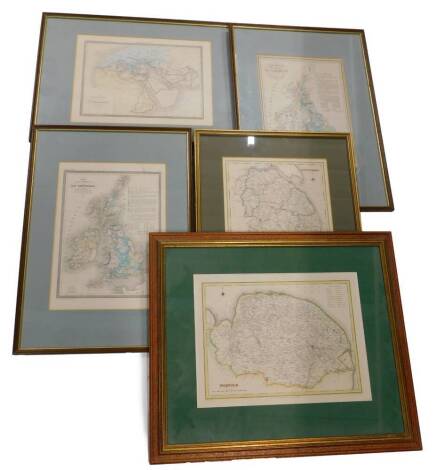 Various continental and other maps, to include a map of Lincolnshire, two French maps of the British Isles, etc., (5).