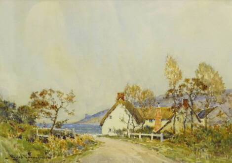 Charles Eyres Simmons (1872-1955). Coastal landscape with cottage, watercolour, signed, 24.5cm x 34cm.