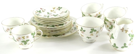 A Wedgwood Wild Strawberry pattern part tea service, to include six cups, six saucers, six side plates etc.