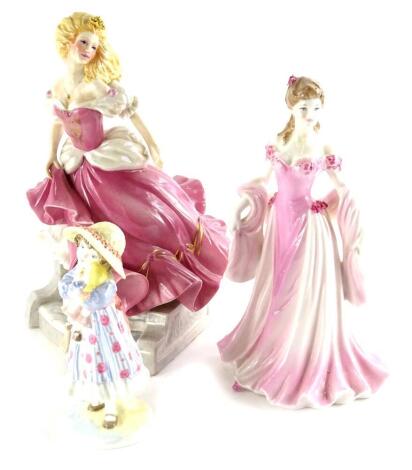 A Franklin Mint porcelain figure Cinderella, a Coalport limited edition figure Raggety Anne, and a Royal Worcester figure Grace (3).