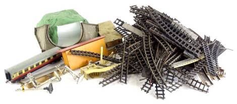 A quantity of OO Gauge model railway accessories, track, etc., to include Crescent and Tri-ang. (AF)