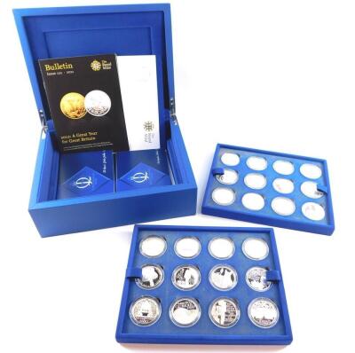 A Royal Mint The Queen's Diamond Jubilee Coin Collection, containing twenty four silver proof crowns, with certificates, cased and outer boxed.