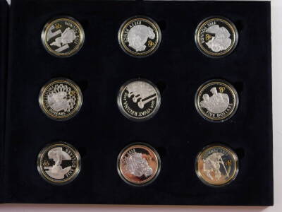 A Royal Mint Eightieth Birthday Silver Proof Coin Collection 2006, for H M Queen Elizabeth II, sixteen crowns in two trays, cased and boxed, with certificate. - 3