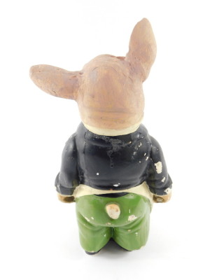 A Herberts of Smithfield plaster butcher's advertising pig, early 20thC, modelled standing in clothed attire, raised on a rectangular base, impressed to back, 58cm high, together with a smaller advertising pig, similarly modelled and attired, 33.5cm high. - 4