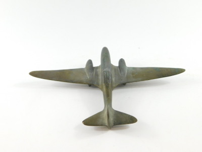A brass model of a WWII British Fighter plane, 24.5cm wide. - 3