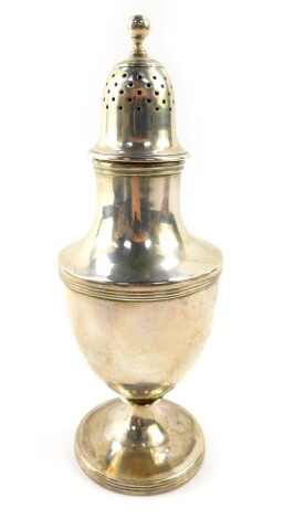 A George III silver sugar caster, of baluster form, monogram engraved, John Emes, London 1802, 4.47oz.