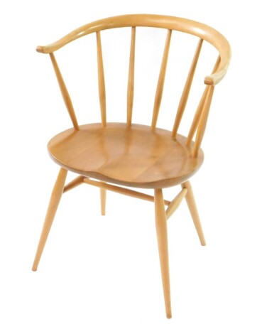 An Ercol blonde elm and beech Cowhorn dining chair.