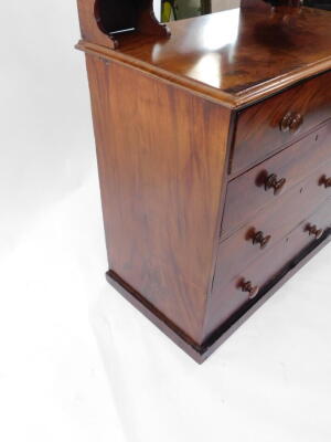 A Victorian mahogany chest, of four long graduated drawers raised on a plinth base with later upper dressing chest super structure with mirror, 145cm high, 95cm wide, 54cm deep. - 4