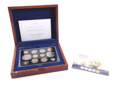 A Royal Mint United Kingdom Executive Proof Coin Set 2005, with certificate No 4208, cased.