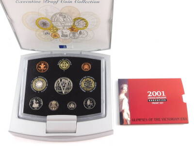 The Royal Mint Year 2001 Executive Proof Coin Collection, with certificate, cased. - 2