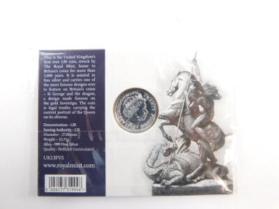 A Royal Mint £20 fine silver coin 2013, George And The Dragon, A Timeless First. - 3