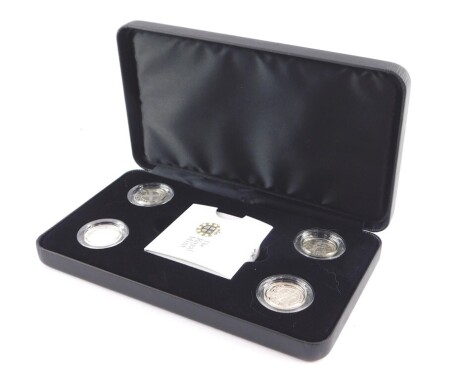 A Royal Mint Piedfort Silver Proof Coin Set 2010, London, Edinburgh, Cardiff and Belfast, with certificates, cased.