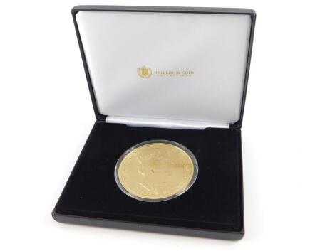 A Queen Elizabeth II Sapphire Jubilee £5, 2017, photographic gold plated solid silver proof 5oz coin, Tristan da Cuna, by Heirloom Coins. (cased)