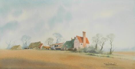 Trevor Rankin (British, 20thC). Farm at Ixworth, watercolour, signed, 19.5cm x 38cm.