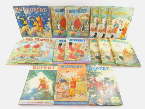 Books: Rupert The Bear Daily Express Annuals, comprising 1971, 1972 x3, 1973, 1974 x3, 1975 x3, 1976 x2, 1977 x2, 1978 and 19779 x2. (18)