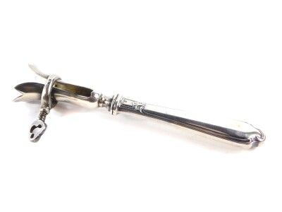 A late 19thC French silver plated ham hock brace or bone grip, by The Manufacture de L'Alfenide, goat's head mark, 21.5cm long.