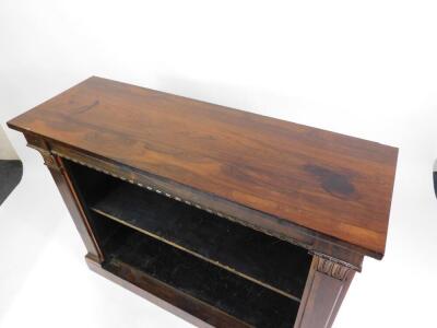 A Victorian rosewood open bookcase, with two shelves, raised on a plinth base, 92cm high, 119cm wide, 41cm deep. - 3