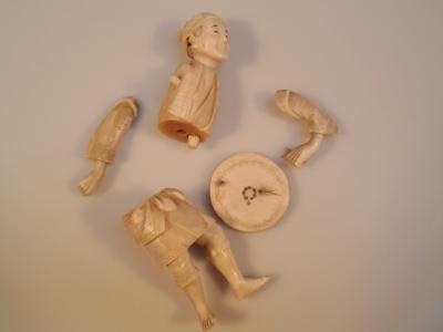 An early 20thC Japanese ivory sectional figure of a fisherman - 4