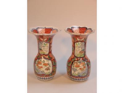 A pair of 19thC Imari vases